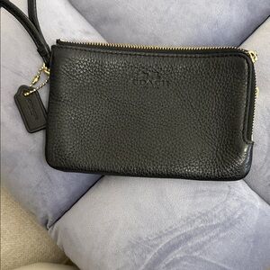 Coach Black Pebbled Leather Wristlet